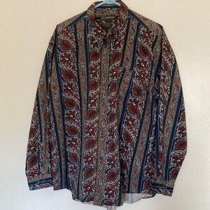 C C Courtenay Paisley Down Button Men’s Shirt Size L